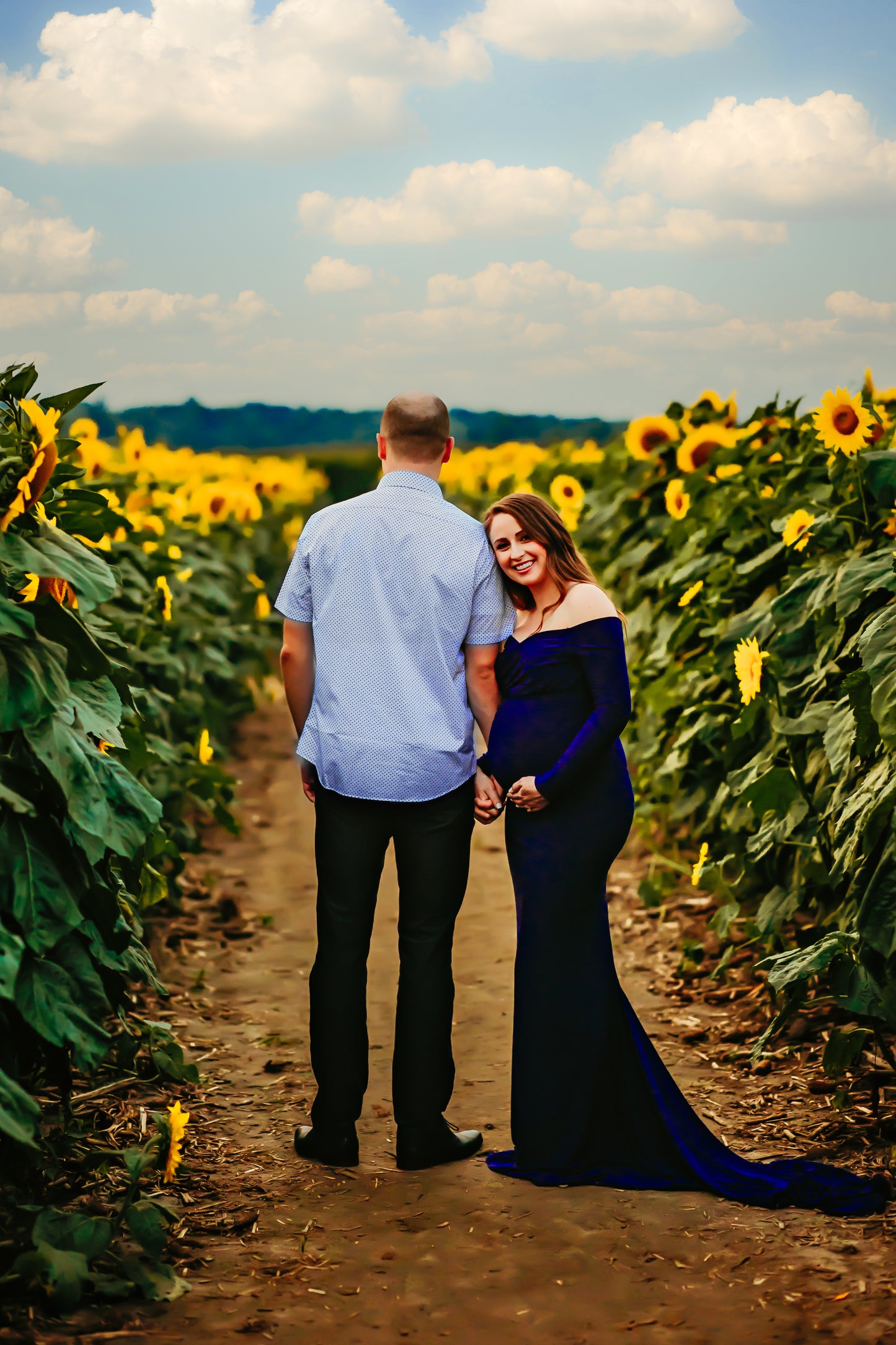 Emerald Green Fitted Gown - maternity photoshoot dress