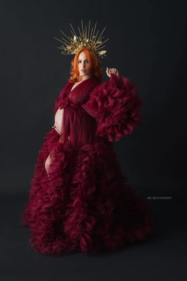 Burgundy Barbara Gown - maternity photoshoot dress