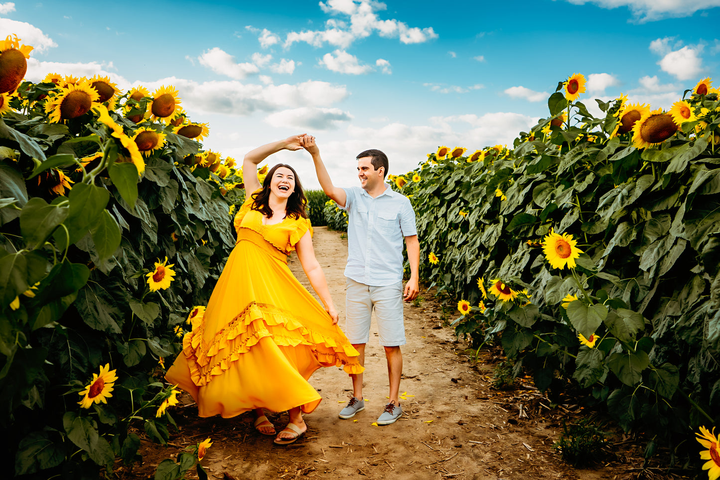 Mustard Ruffle Maxi Dress - XL -