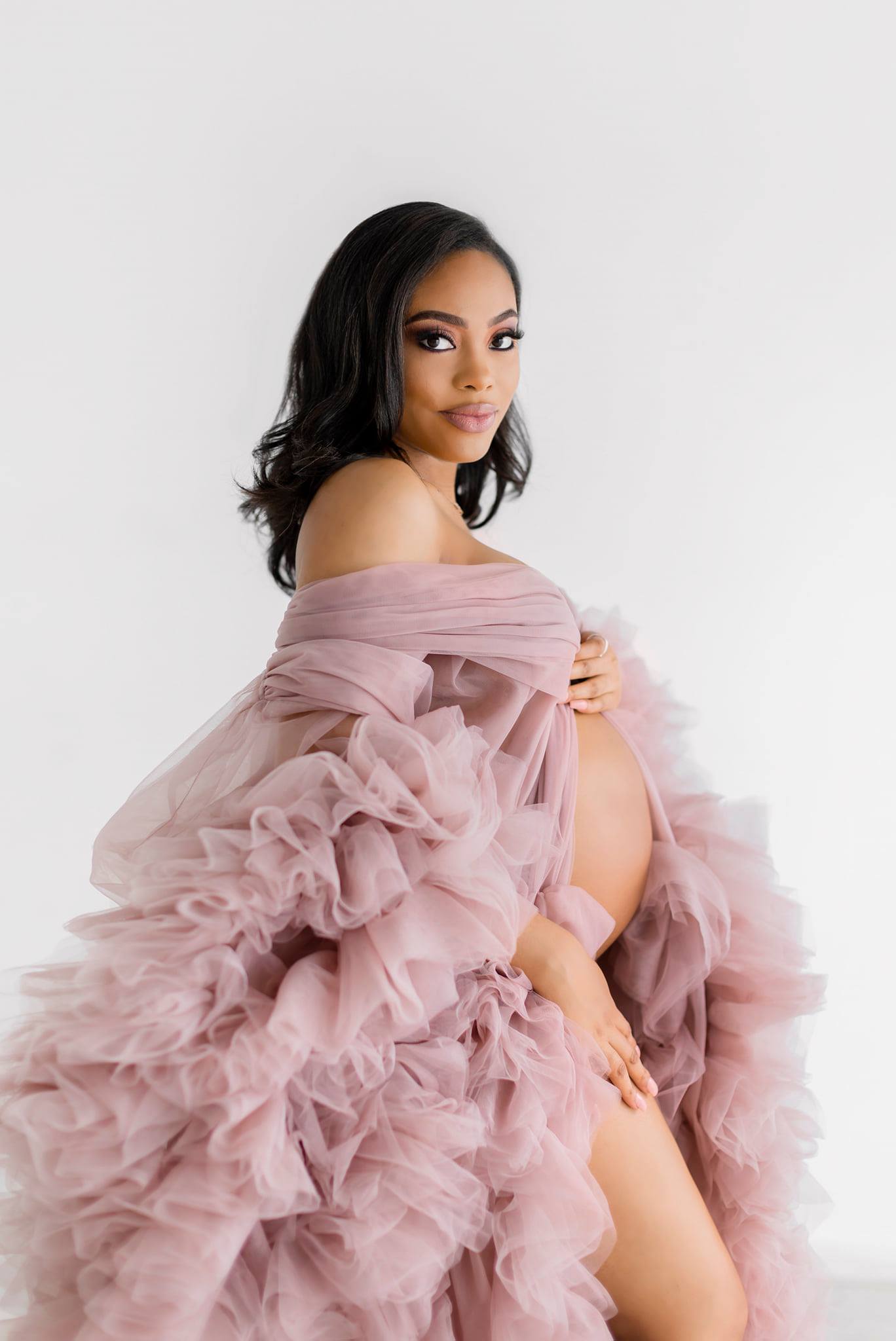 Mauve Pink Barbara Gown - maternity photoshoot dress