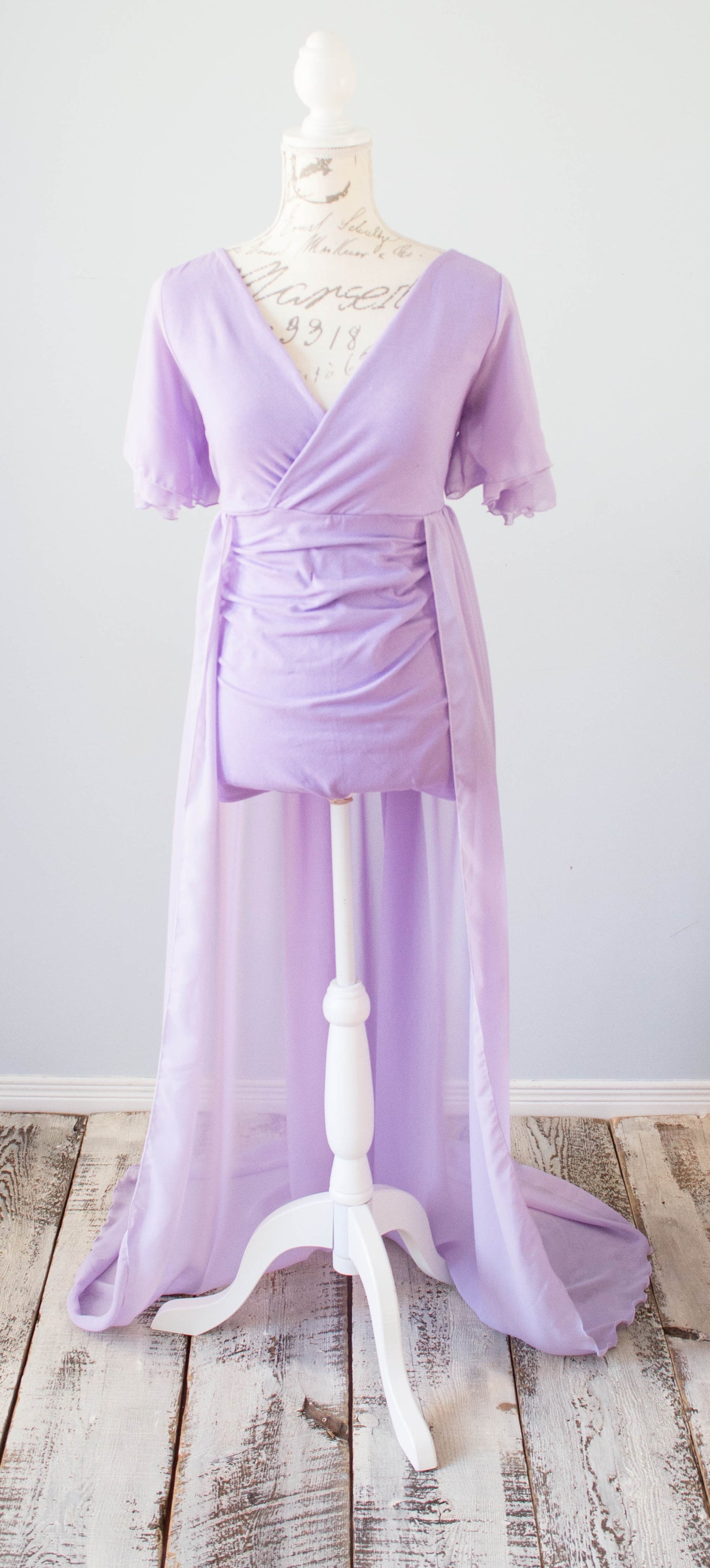 Purple Bodysuit with Train Gown -