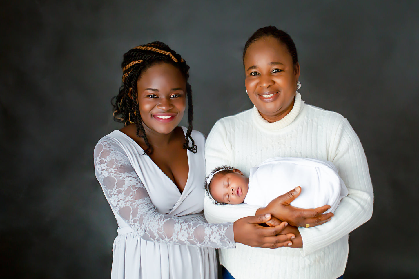 Light Gray Flowy Lace Sleeve Two Piece Gown -