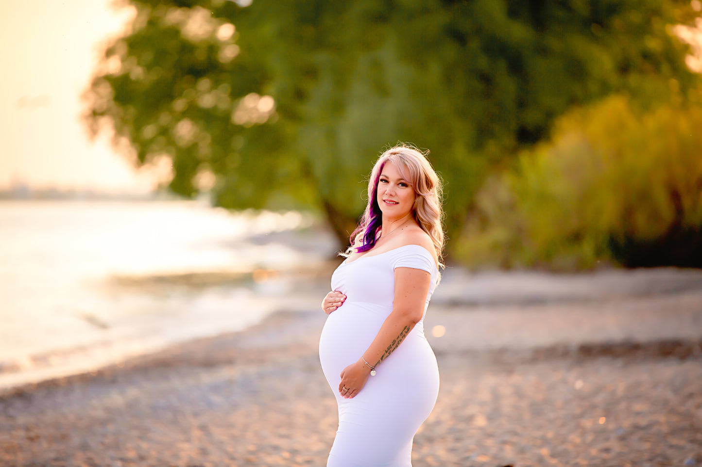 White Rainbow Tulle Mermaid Gown - maternity photoshoot dress