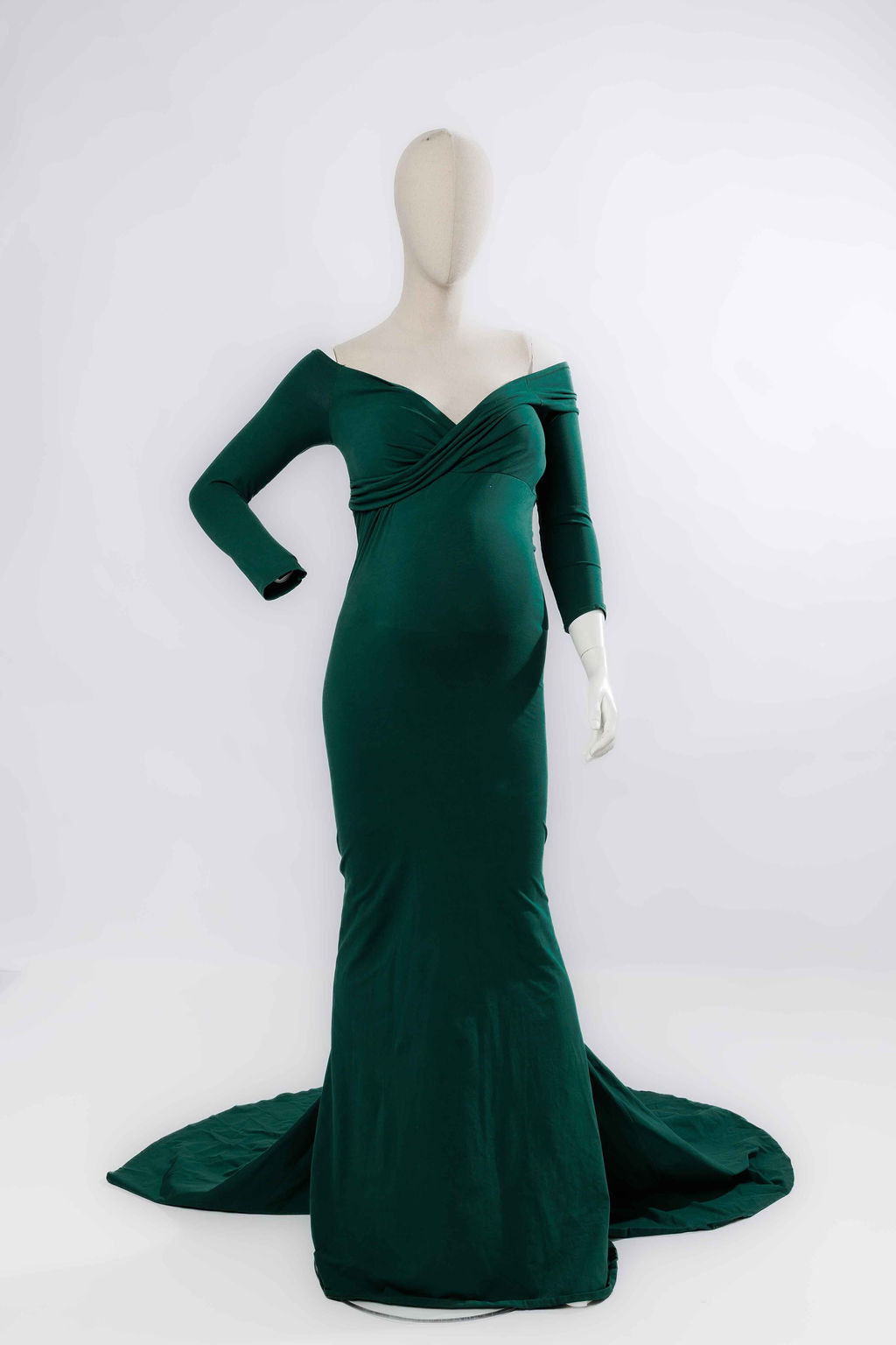 Pine Green Fitted Maternity Gown