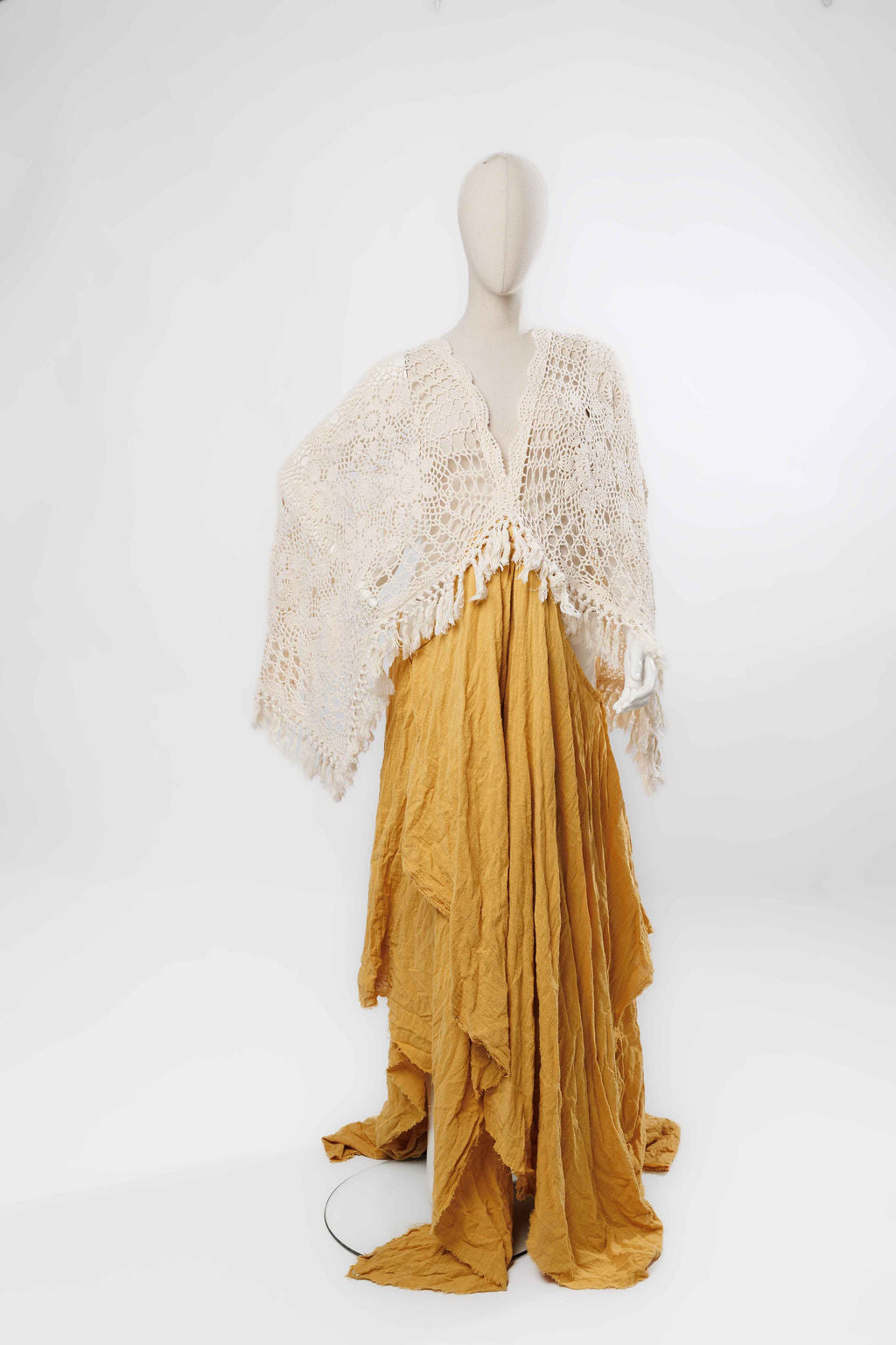Crochet Cotton Boho Ginger Yellow Gown