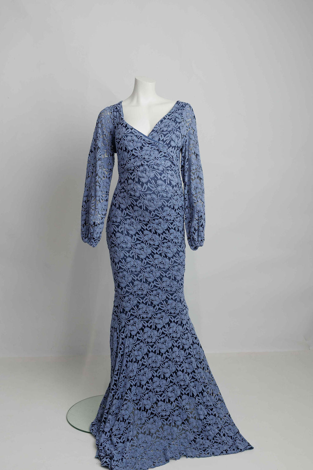 Denim Floral Fitted Maternity Gown
