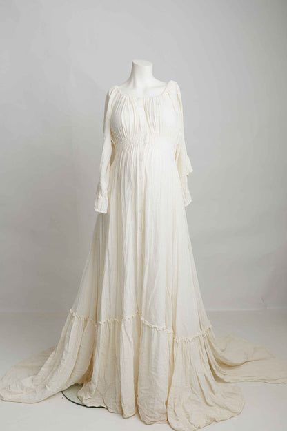 Ivory Ruffle Me Open Reclamation Gown