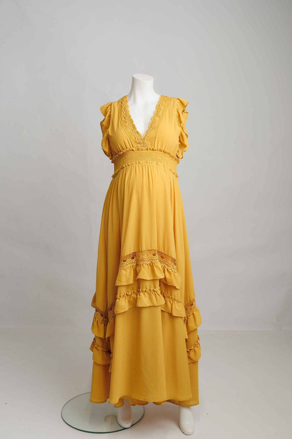 Mustard Ruffle Maxi Dress - XL