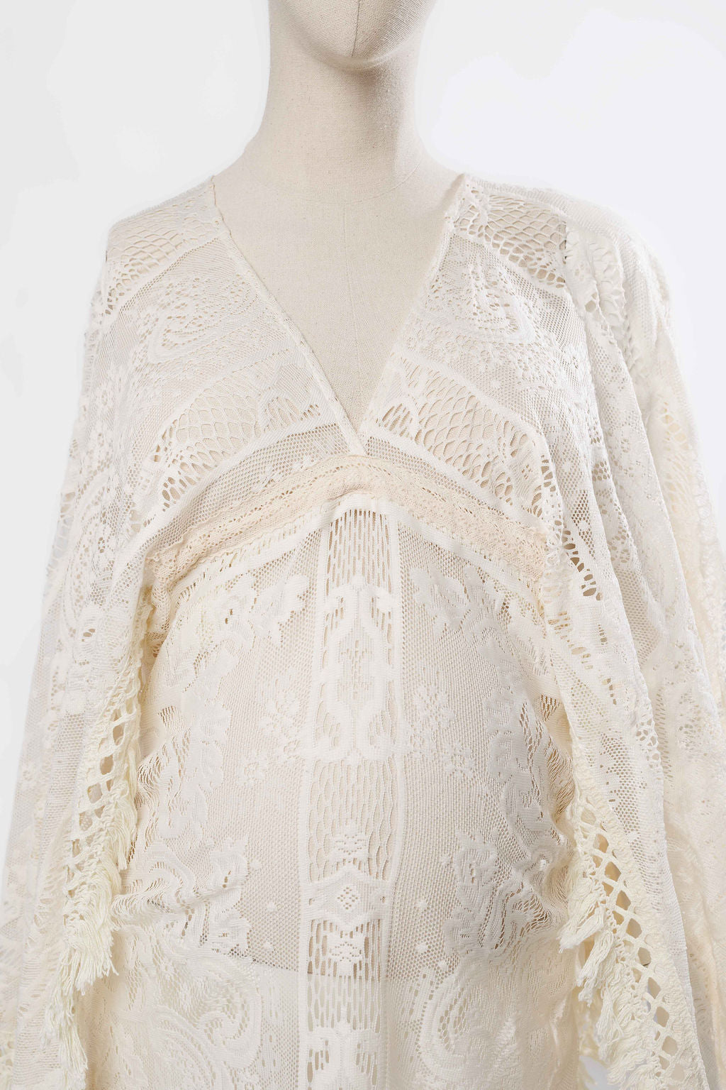 Boho Lace Maternity Gown with Tassels