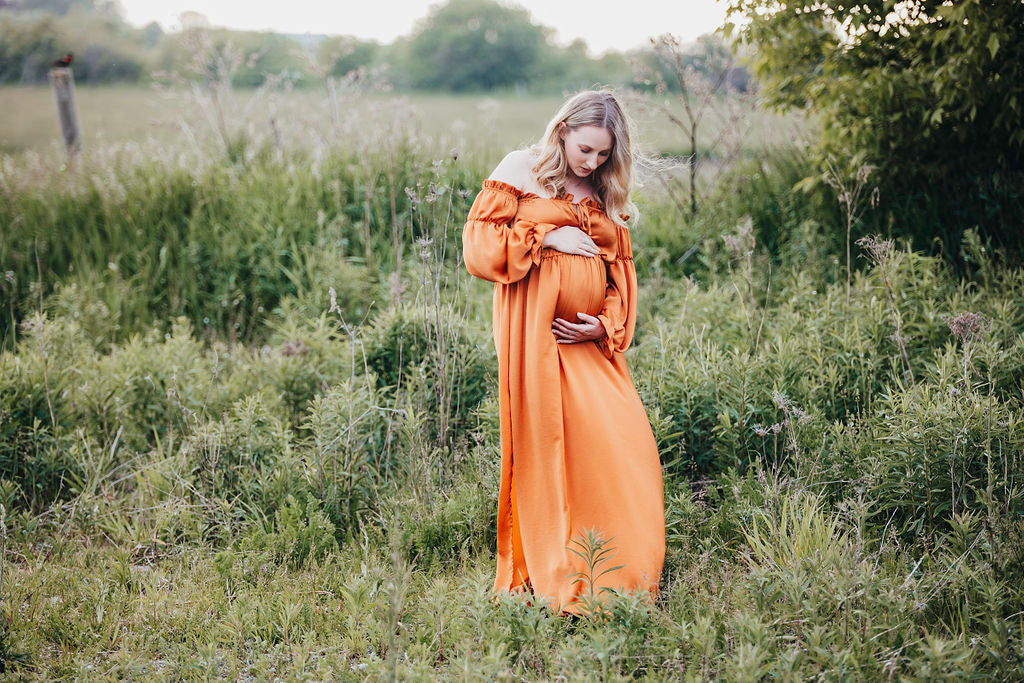 Rust Convertible Gown - maternity photoshoot dress