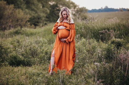 Rust Convertible Gown - maternity photoshoot dress