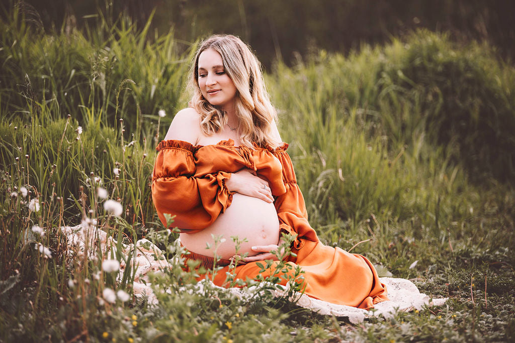 Rust Convertible Gown - maternity photoshoot dress