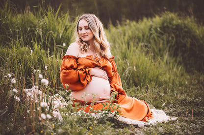 Rust Convertible Gown - maternity photoshoot dress