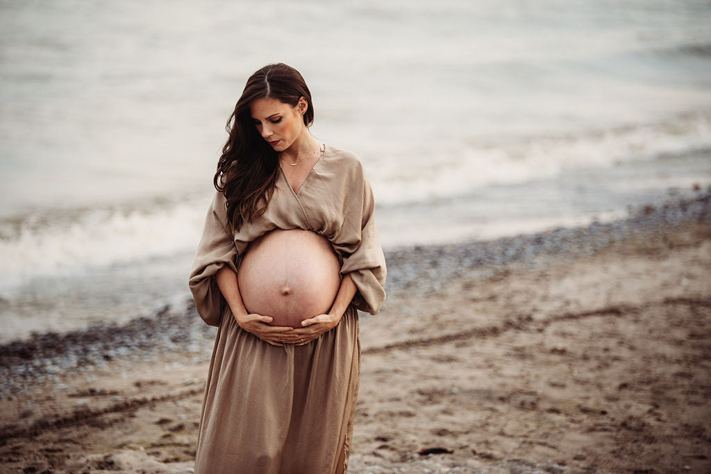 Champagne Convertible Gown - maternity photoshoot dress