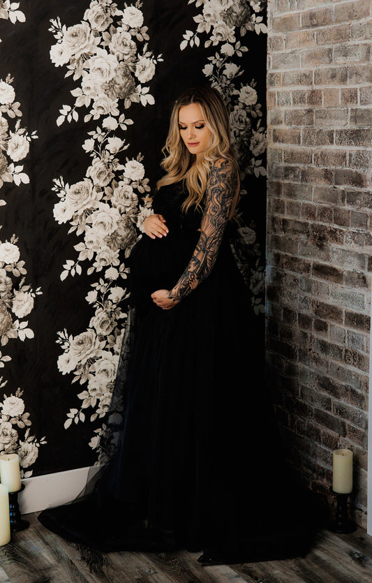 Black Beth Gown - maternity photoshoot dress