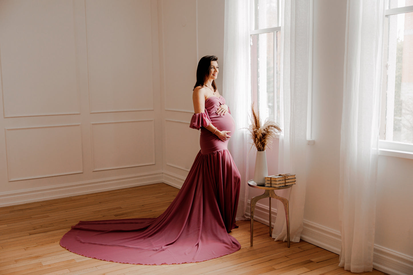 Mauve Pink Diantha Gown - maternity photoshoot dress