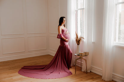 Mauve Pink Diantha Gown - maternity photoshoot dress