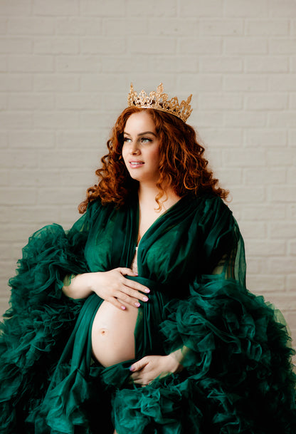 Emerald Green Barbara Gown - maternity photoshoot dress
