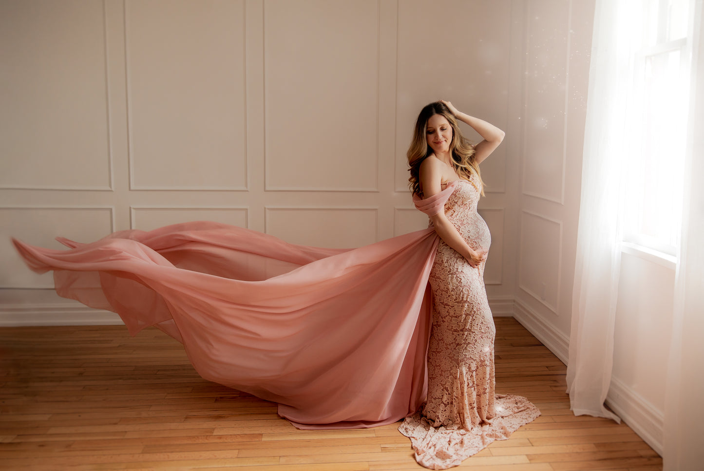 Dusty Pink Papoula Gown - maternity photoshoot dress