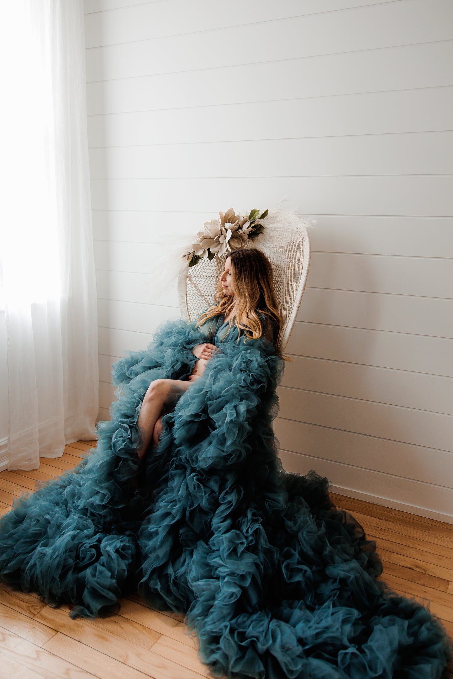 Denim Blue Barbara Gown - maternity photoshoot dress