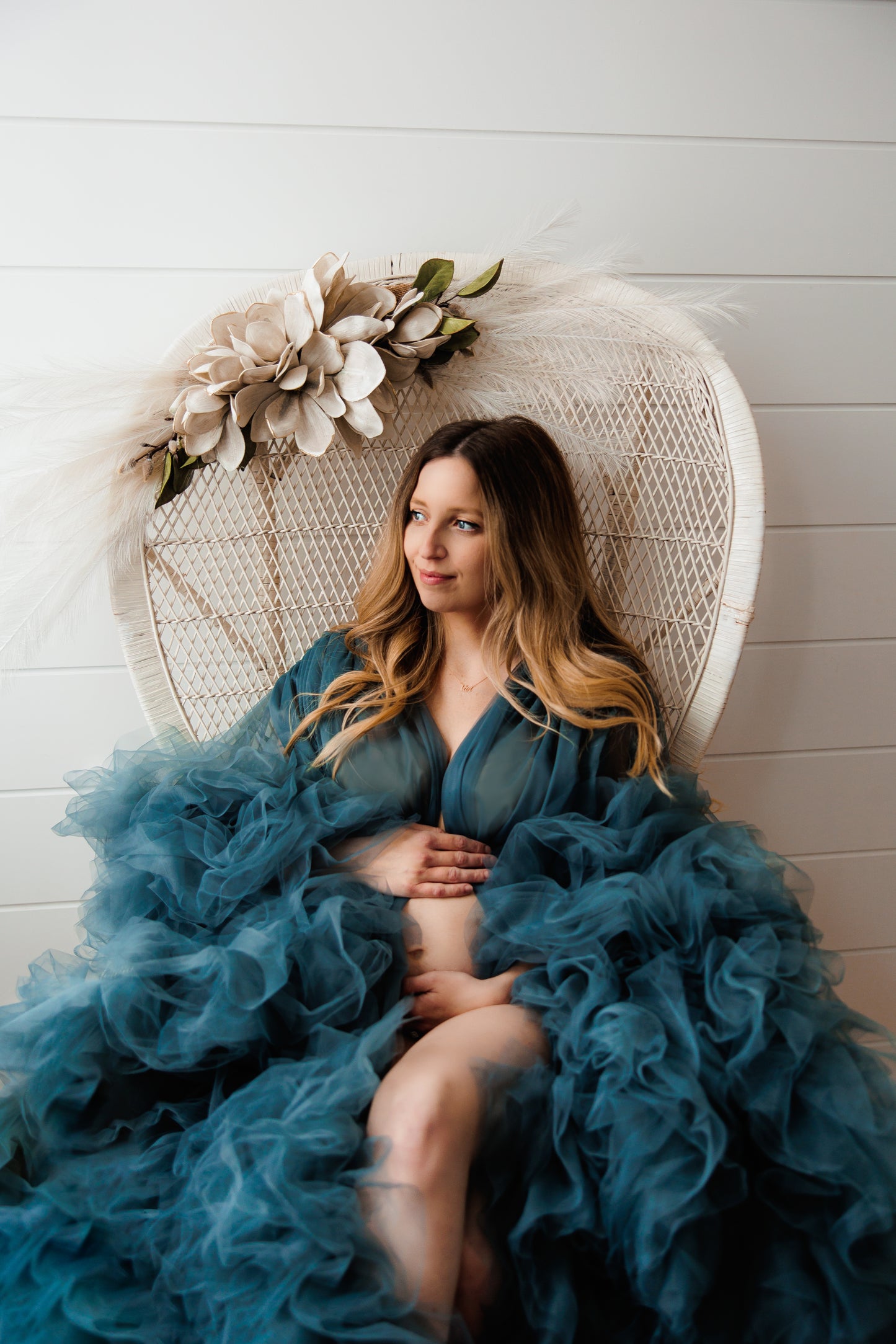 Denim Blue Barbara Gown - maternity photoshoot dress