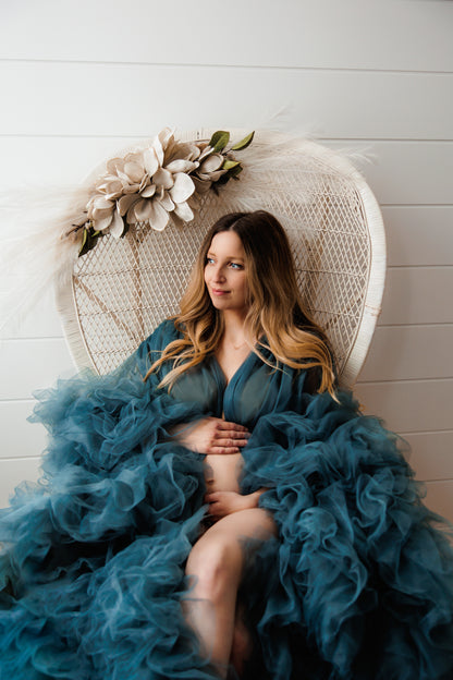 Denim Blue Barbara Gown - maternity photoshoot dress
