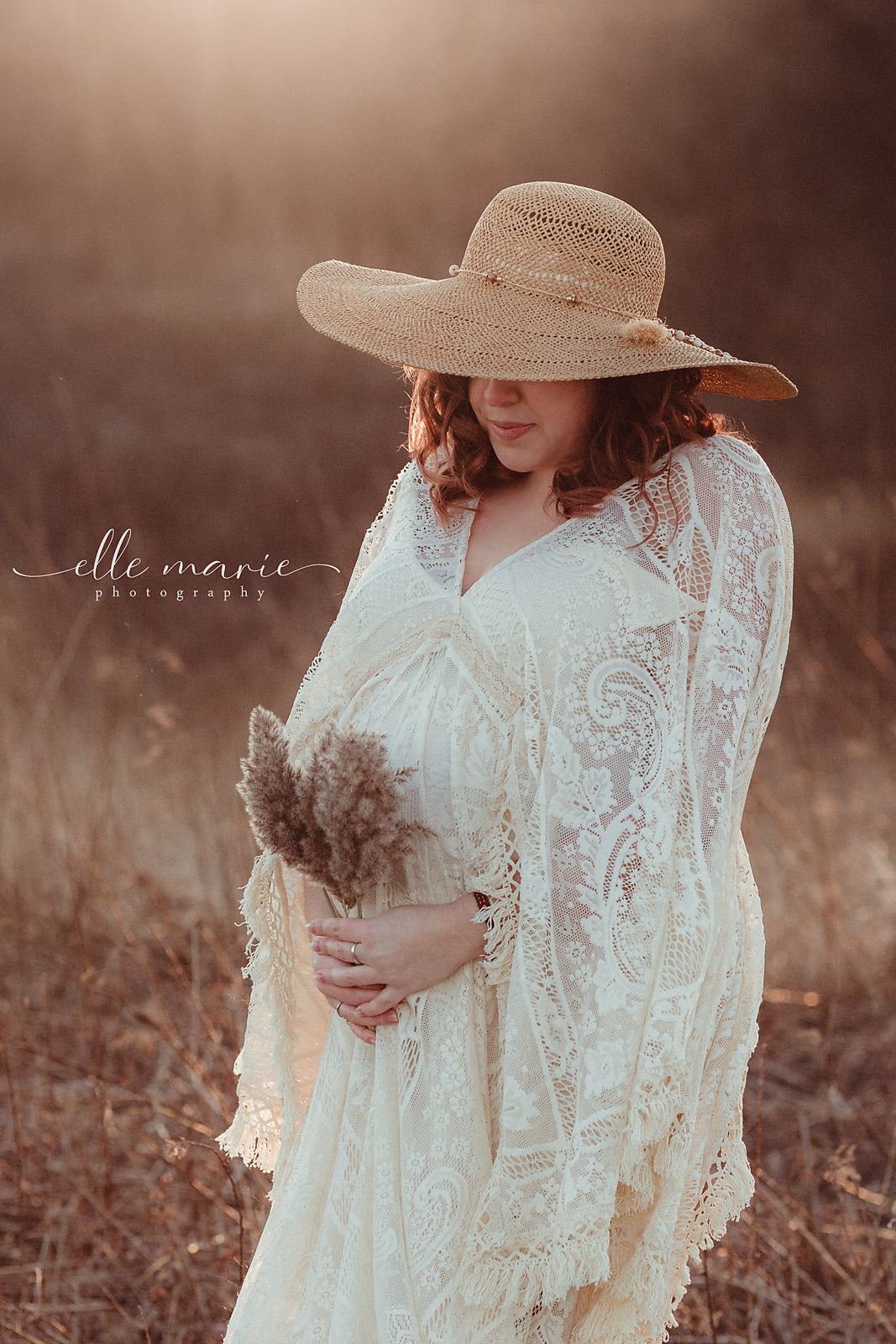 Boho Lace Maternity Gown with Tassels - maternity photoshoot dress