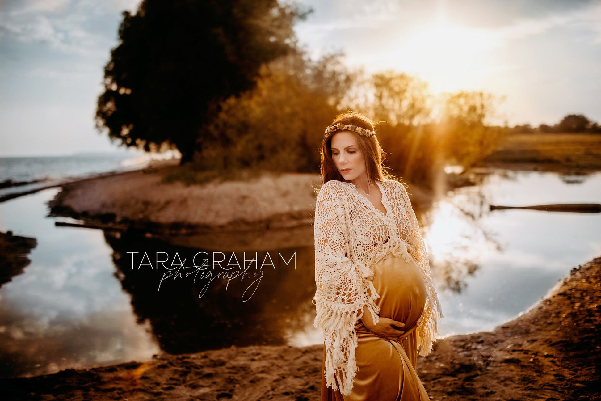 Crochet Velvet Boho Golden Gown - 