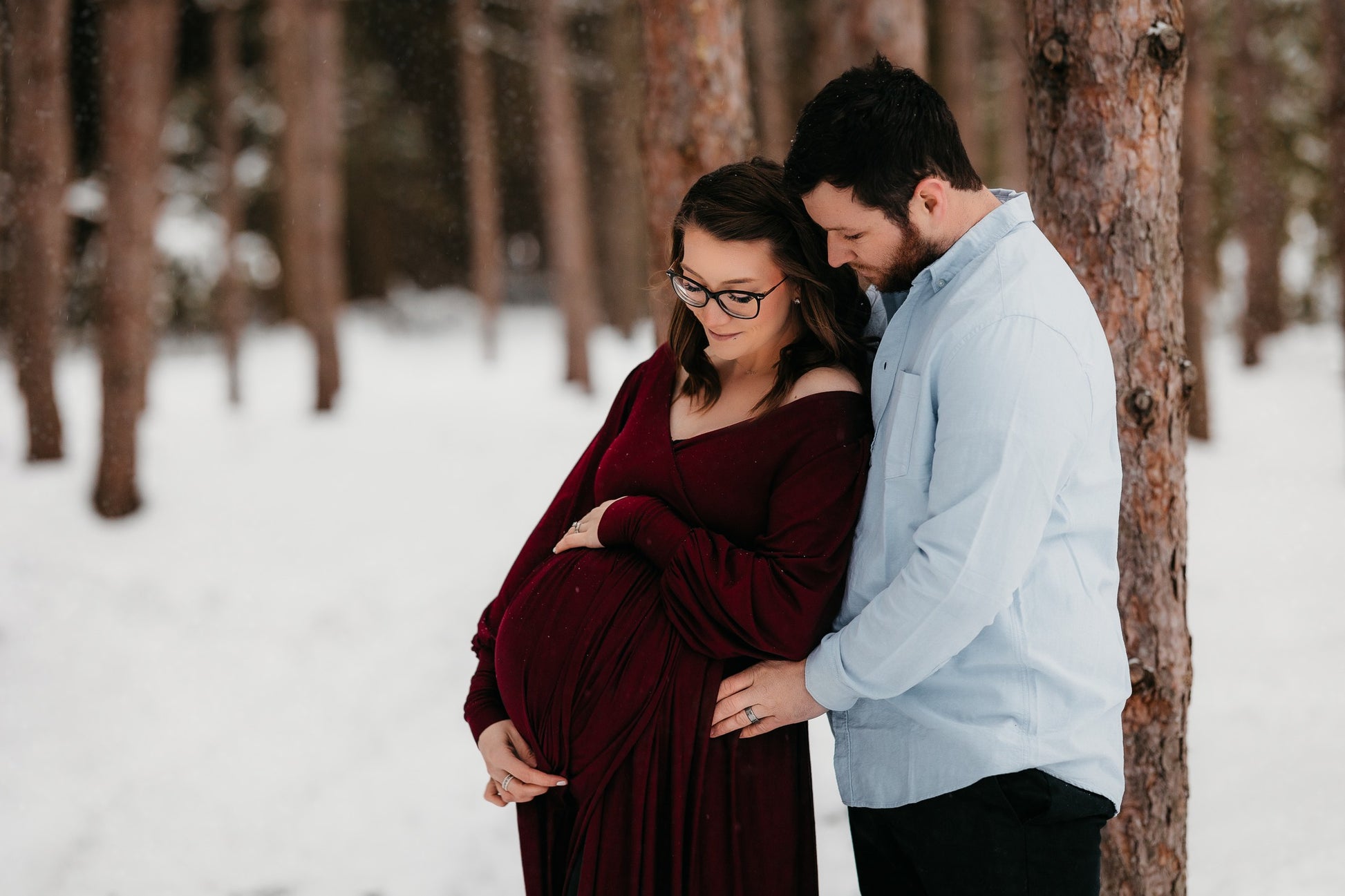 Burgundy Flowy Aletris Gown - maternity photoshoot dress