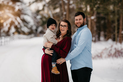 Burgundy Flowy Aletris Gown - maternity photoshoot dress