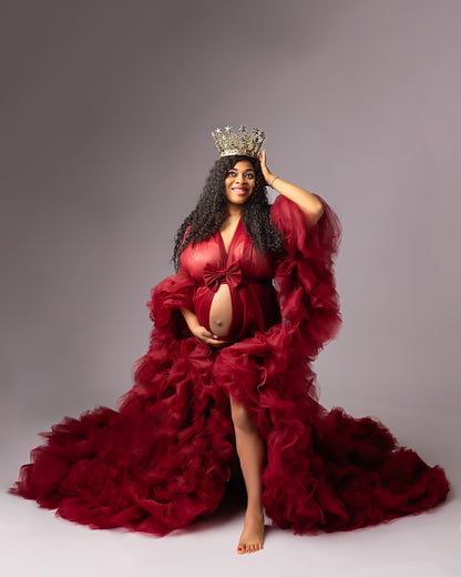 Burgundy Barbara Gown - maternity photoshoot dress