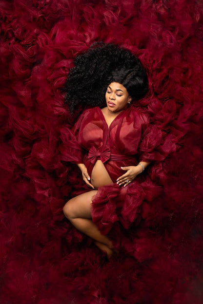 Burgundy Barbara Gown - maternity photoshoot dress
