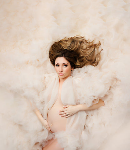 Cream Barbara Gown - maternity photoshoot dress