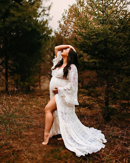 Reclamation Much Love Lace Gown - maternity photoshoot dress