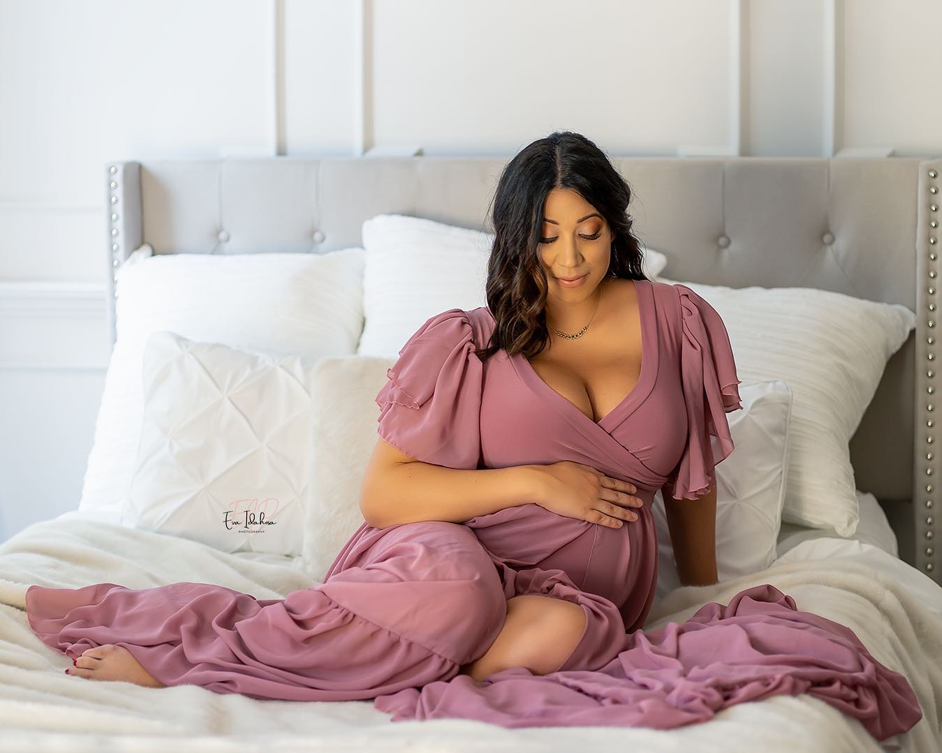 Mauve Pink Tallulah Gown - maternity photoshoot dress