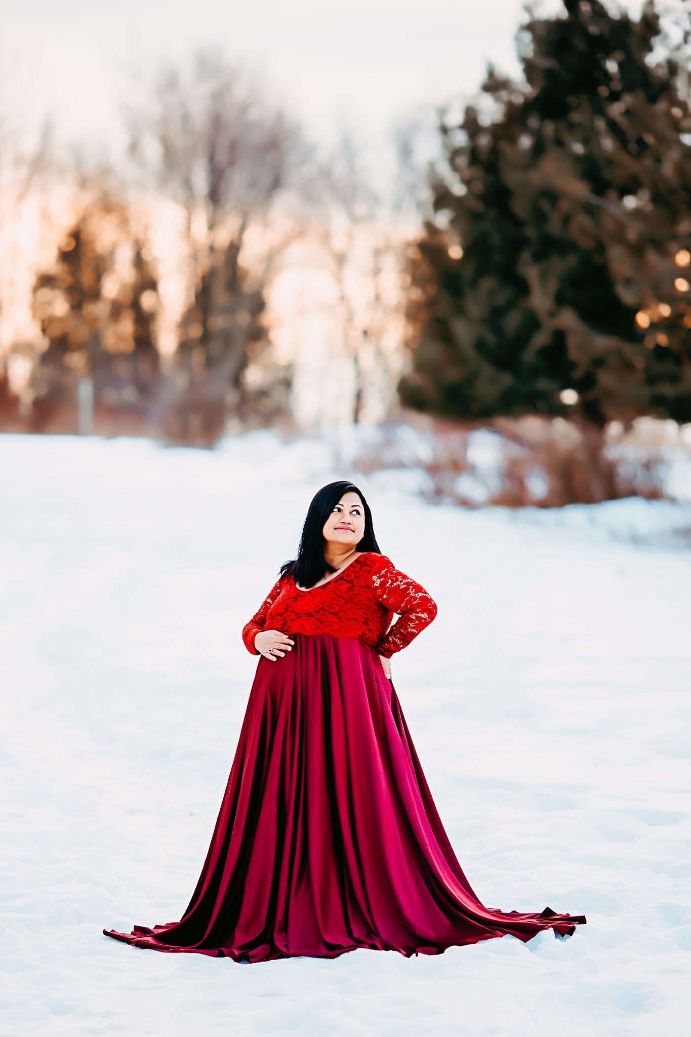Burgundy Muscari Maternity Dress - maternity photoshoot dress