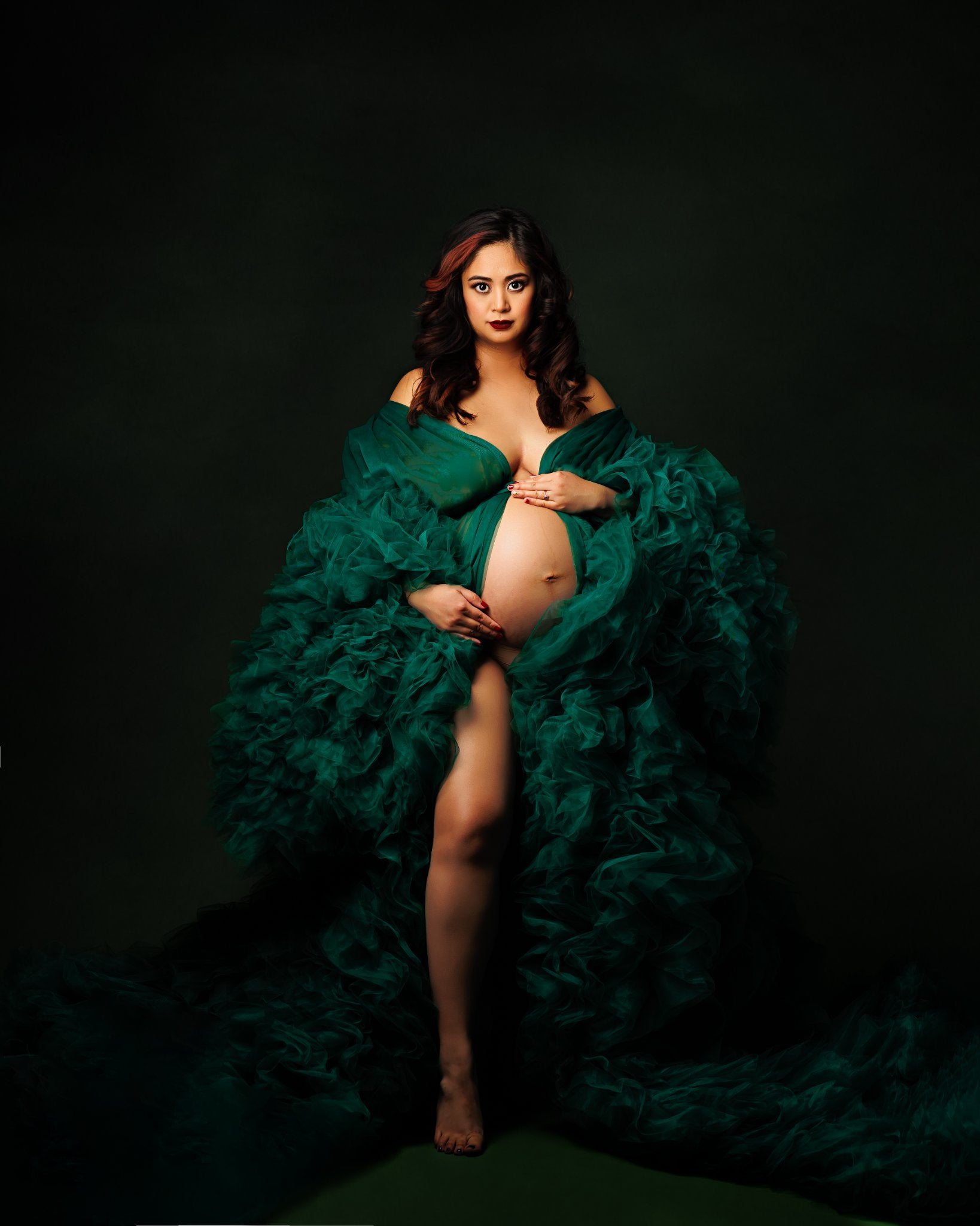 Emerald Green Barbara Gown - maternity photoshoot dress
