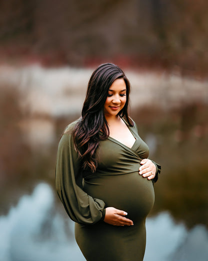 Olive Zya Gown - maternity photoshoot dress