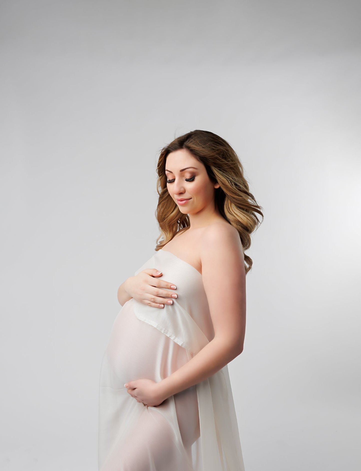 Ivory silky Chiffon Fabric - maternity photoshoot dress
