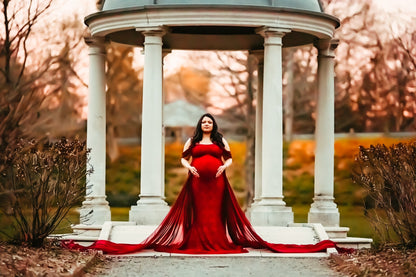 Red Lace Papoula Gown - maternity photoshoot dress