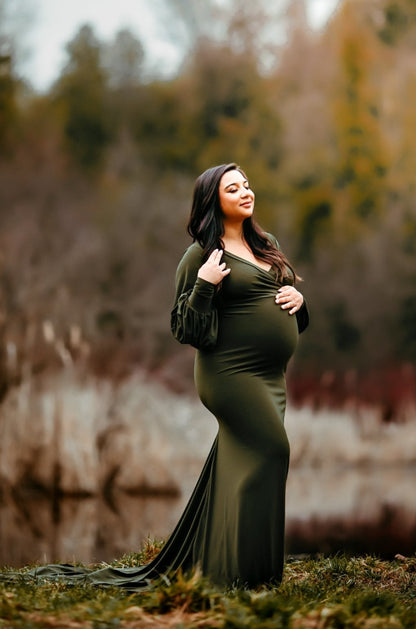Olive Zya Gown - maternity photoshoot dress