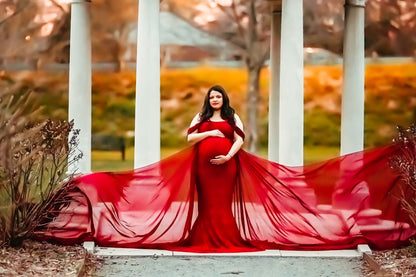 Red Lace Papoula Gown - maternity photoshoot dress