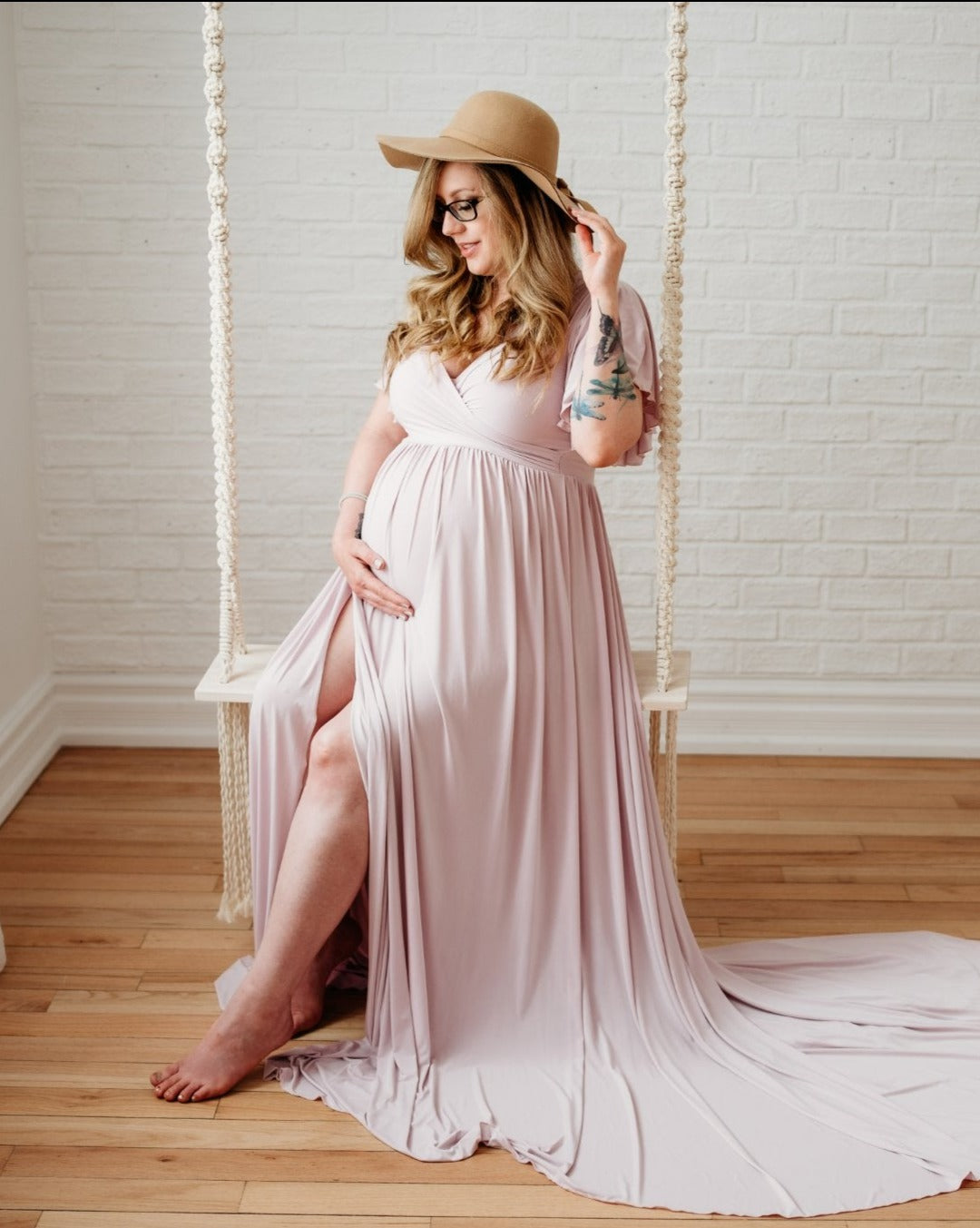 Thistle Pink Everly Gown - maternity photoshoot dress