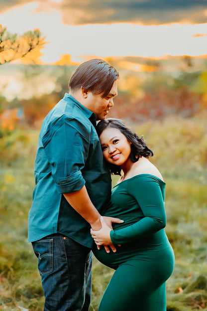 Pine Green Fitted Maternity Gown - maternity photoshoot dress