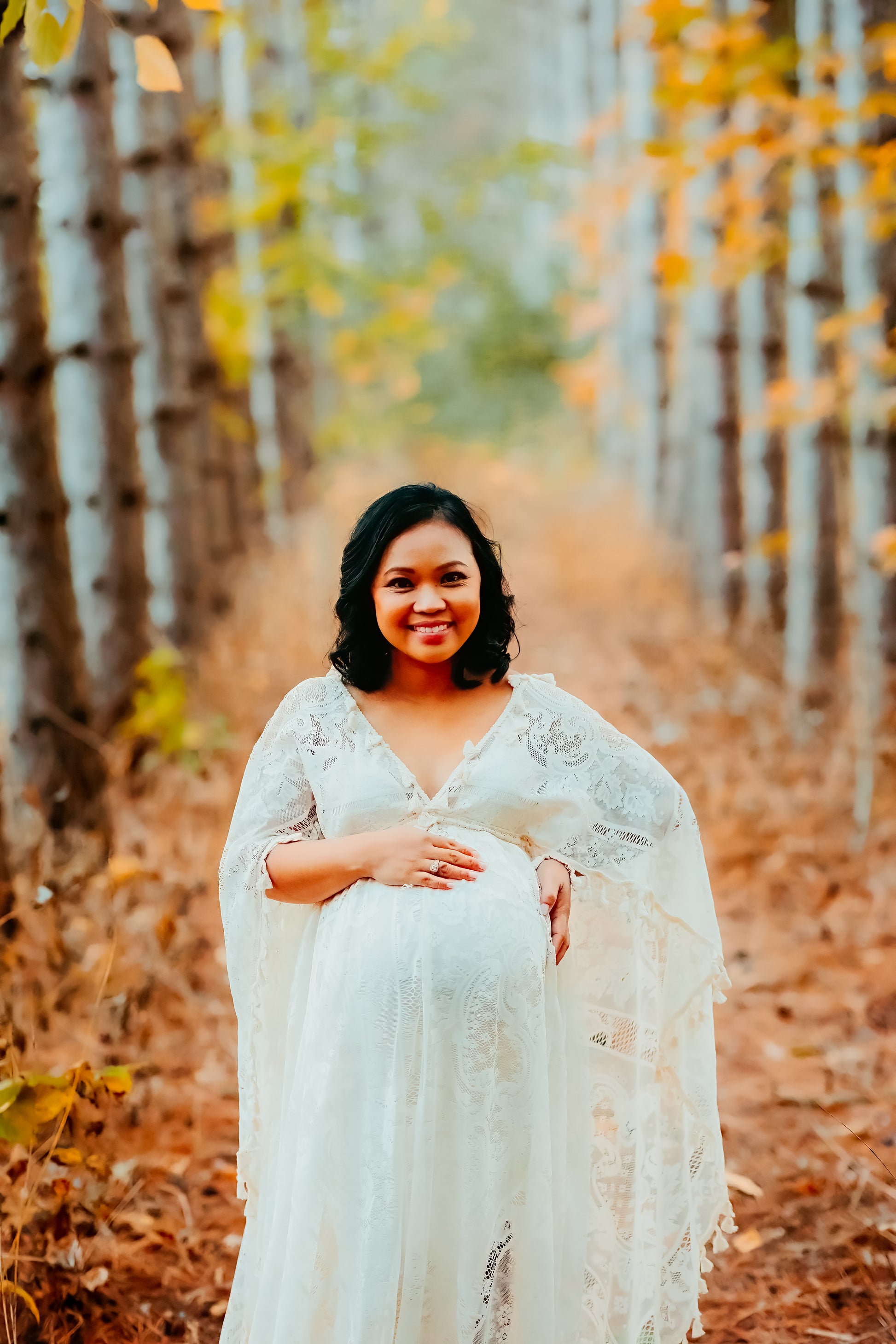 Lace Boho Gown with Cape - maternity photoshoot dress