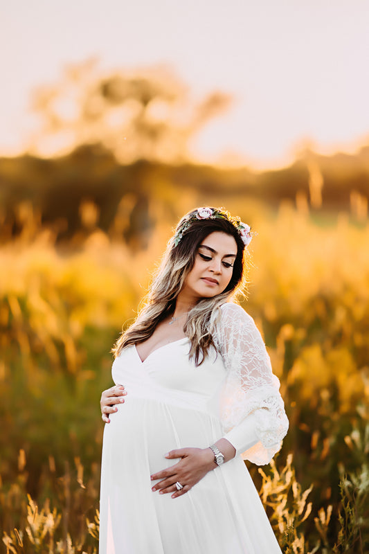 Ivory Clara Gown - lace sleeves
