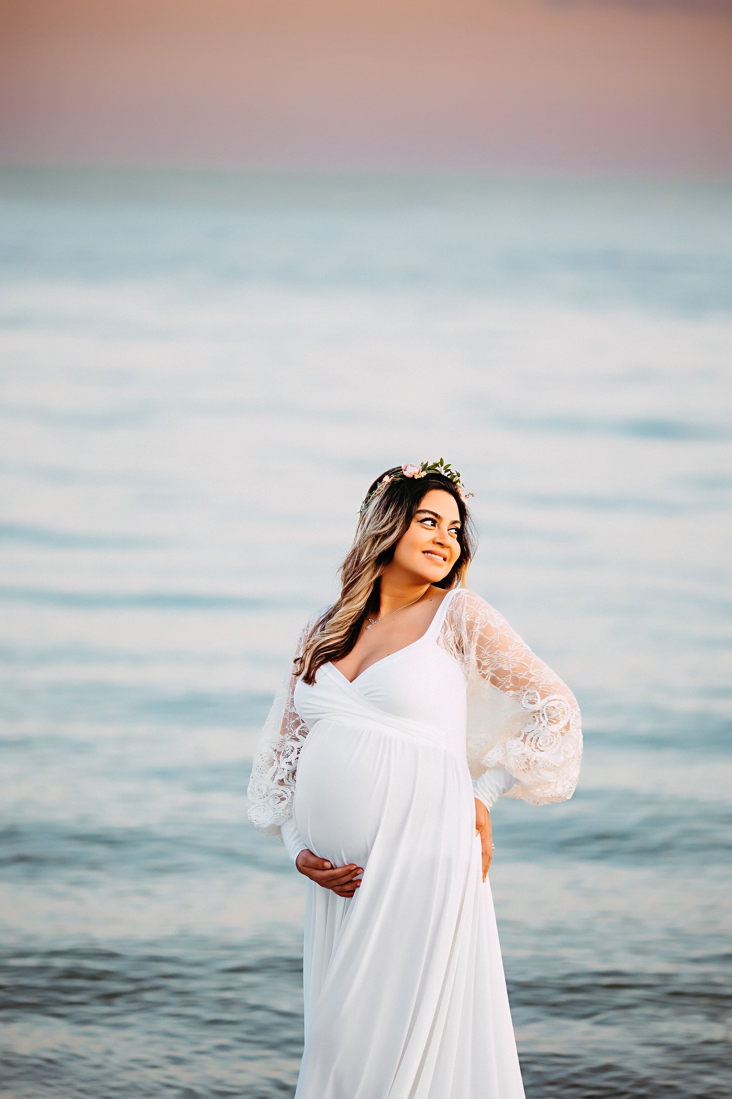 Ivory Clara Gown - lace sleeves
