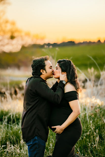 Black Fitted Tulle Mermaid Gown - maternity photoshoot dress