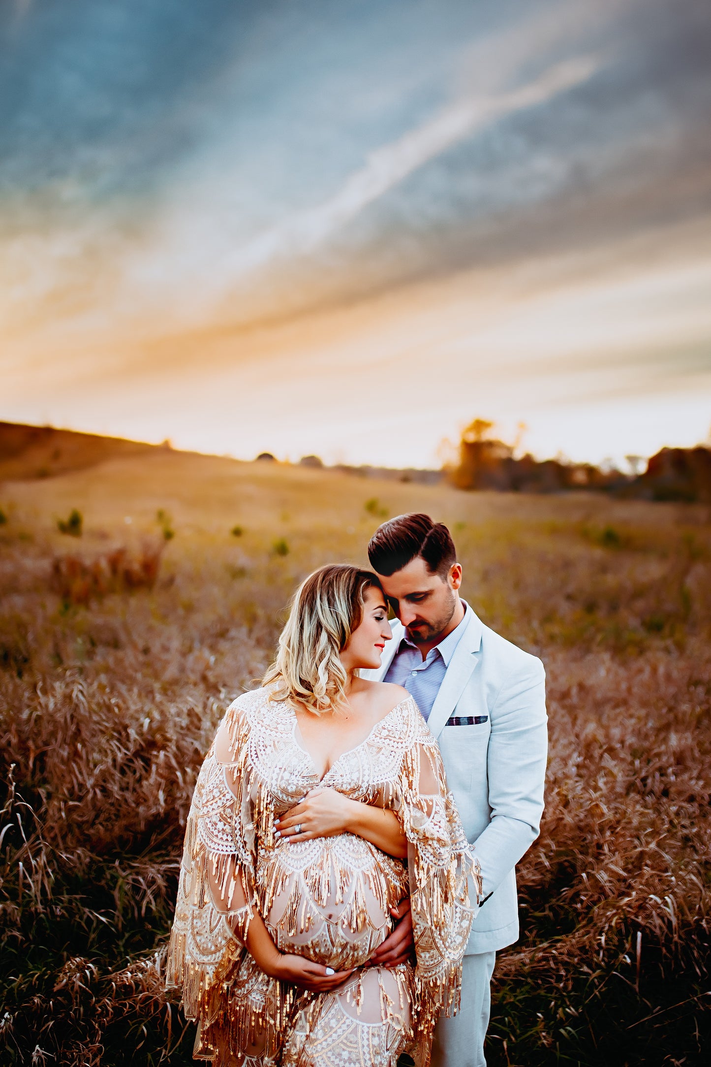 Gold Goddess Gatsby Gown - maternity photoshoot dress