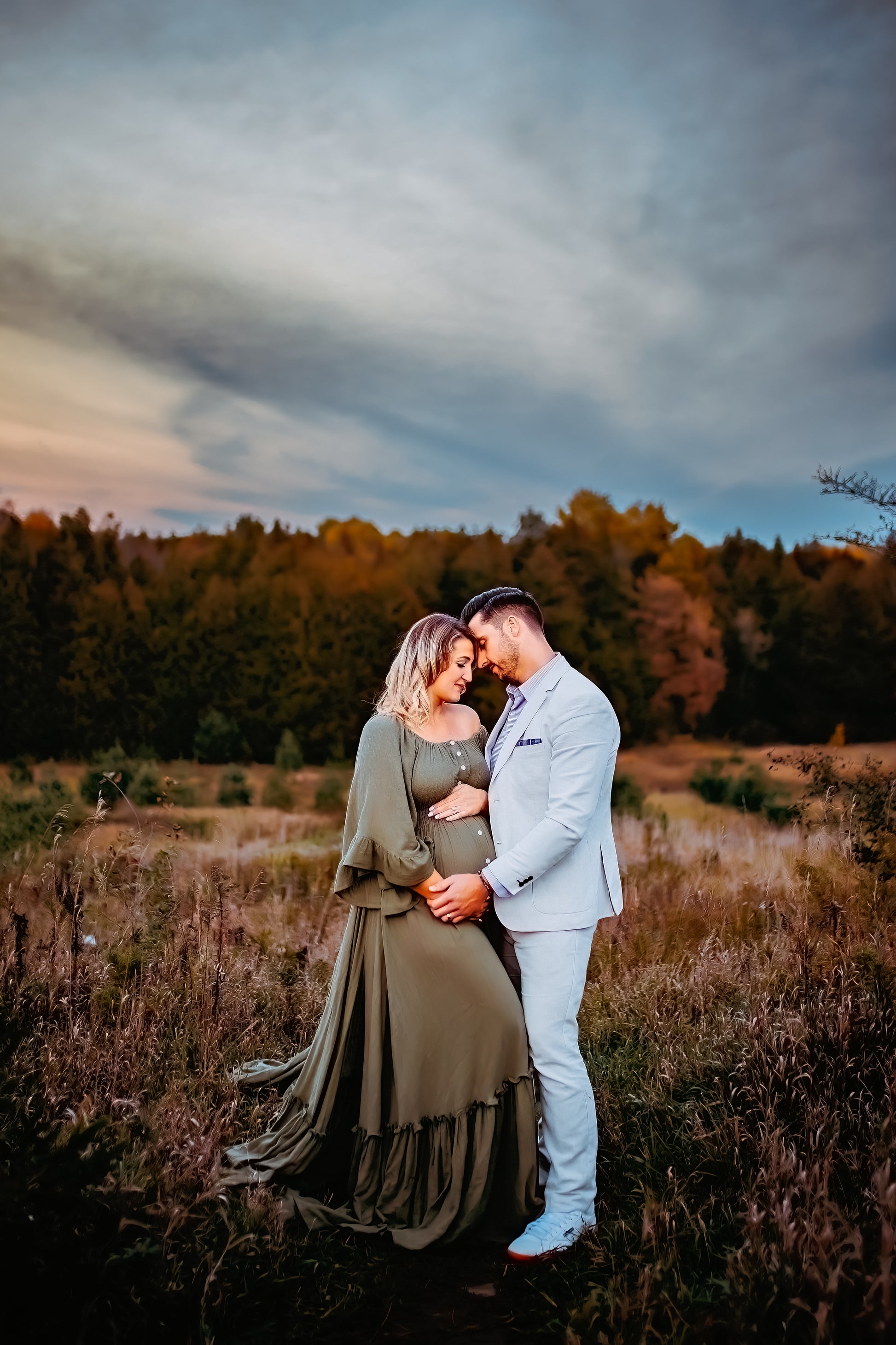 Olive Ruffle Me Open Reclamation Gown - maternity photoshoot dress